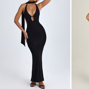 Elegant Black Halter Neck Dress 💗💗💗